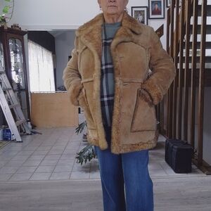 Men's Brown Shearling Jacket - Real Sheep Skin
